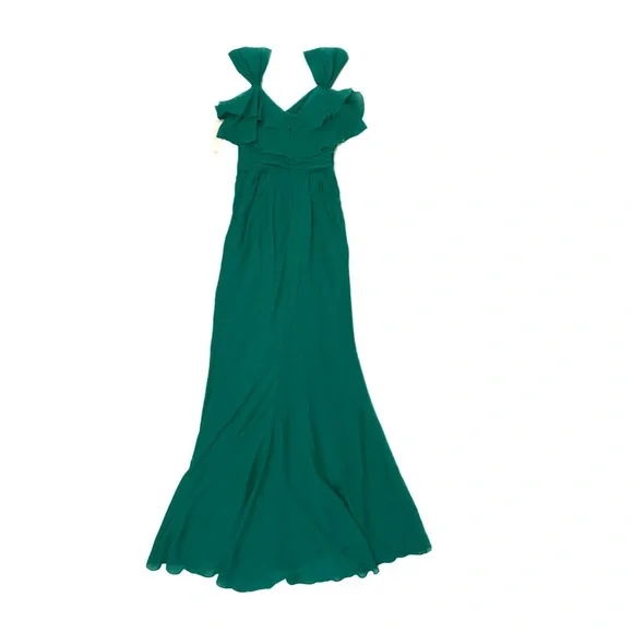 NWT Badgley Mischka Emerald Silk Gown